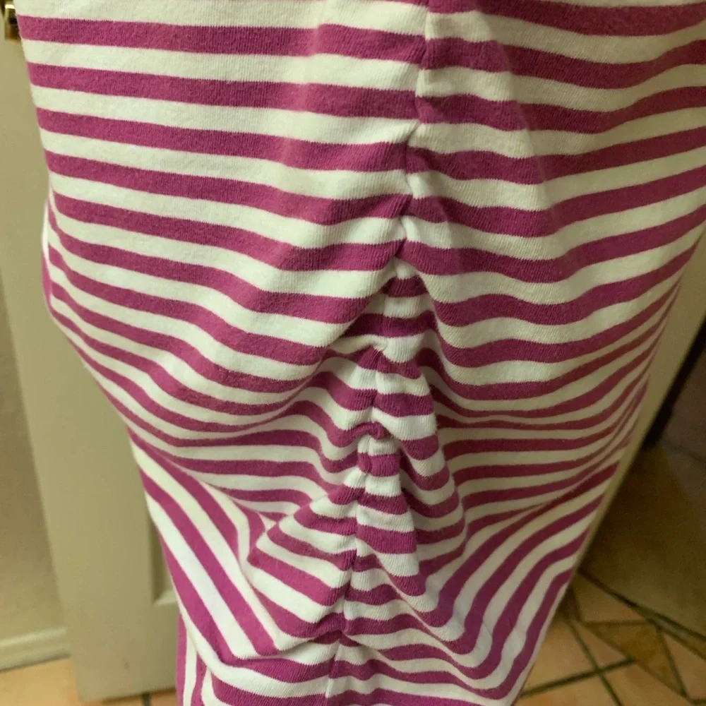 Michael Kors Purple and White Striped Short Sleeve Tee